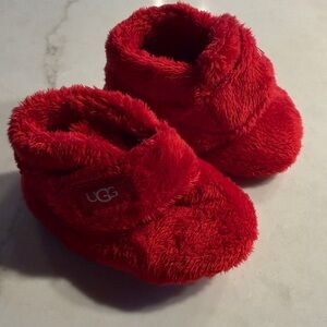 UGG Kids Red Fuzzy Slippers